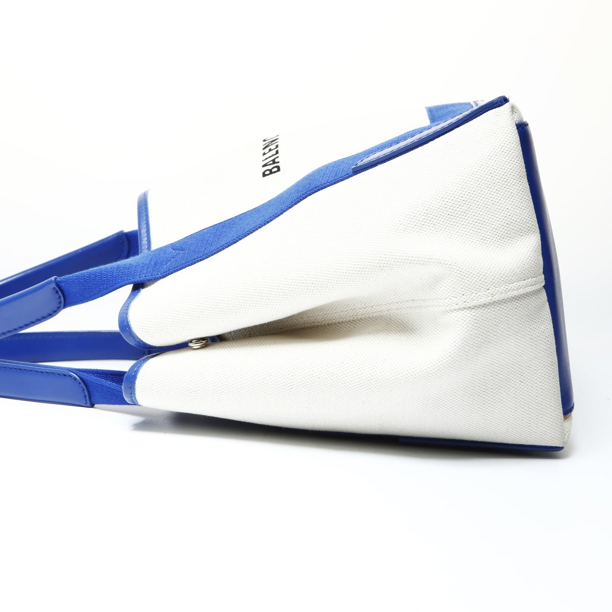 BALENCIAGA Logo Cabas S Tote with Pouch Handbag Ivoryx blue