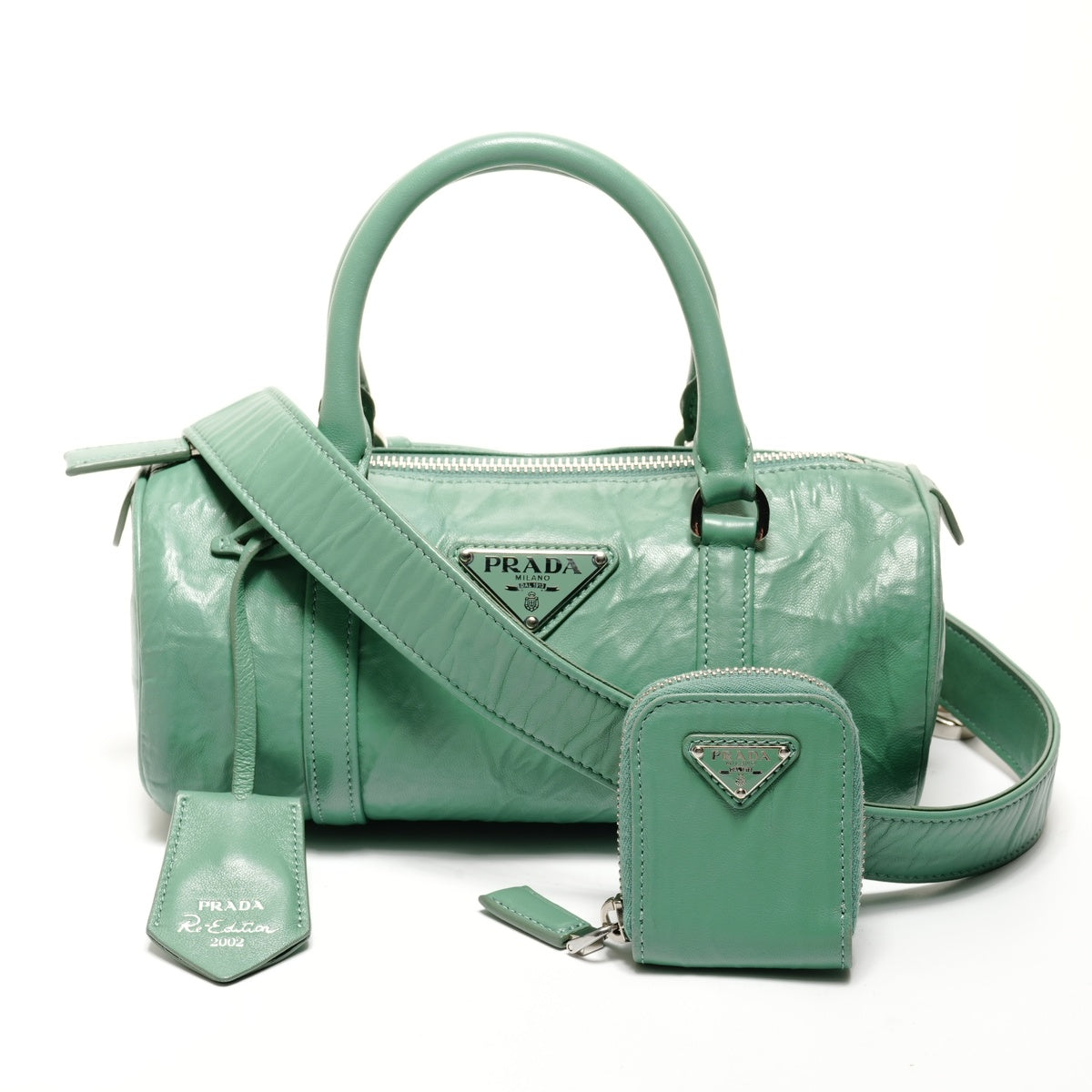 PRADA Nappa Vintage Mini Boston Bag, 2-way, Leather Shoulder Bag