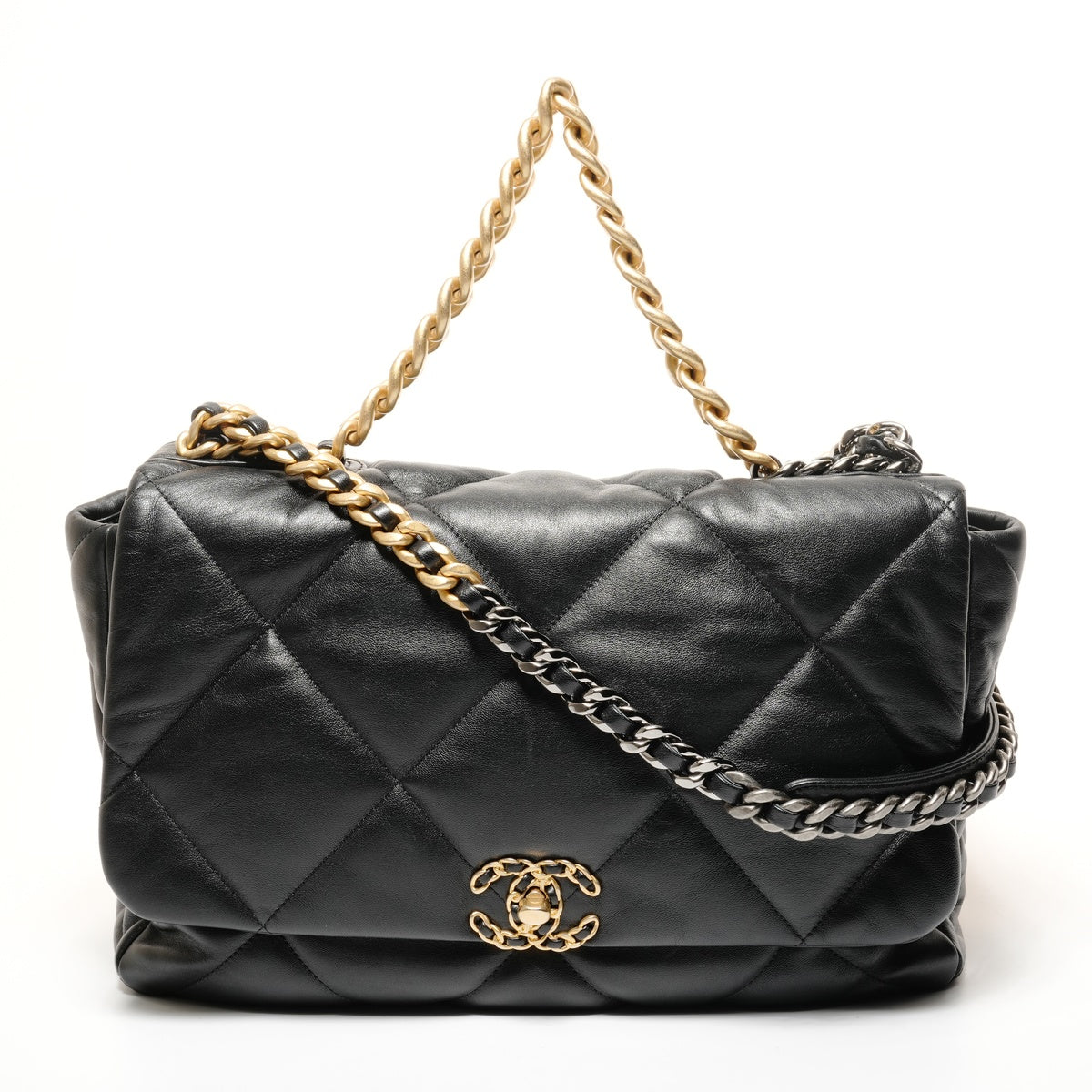 CHANEL CHANEL 19 Chain Large Matelasse Leather Shoulder Bag black