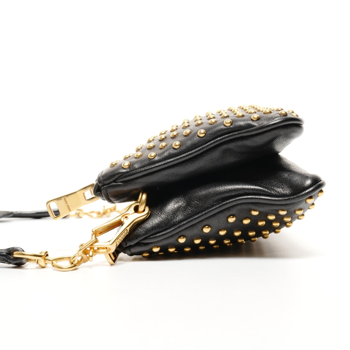 Miu Miu Studded 2-way clutch bag in leather Shoulder Bag black