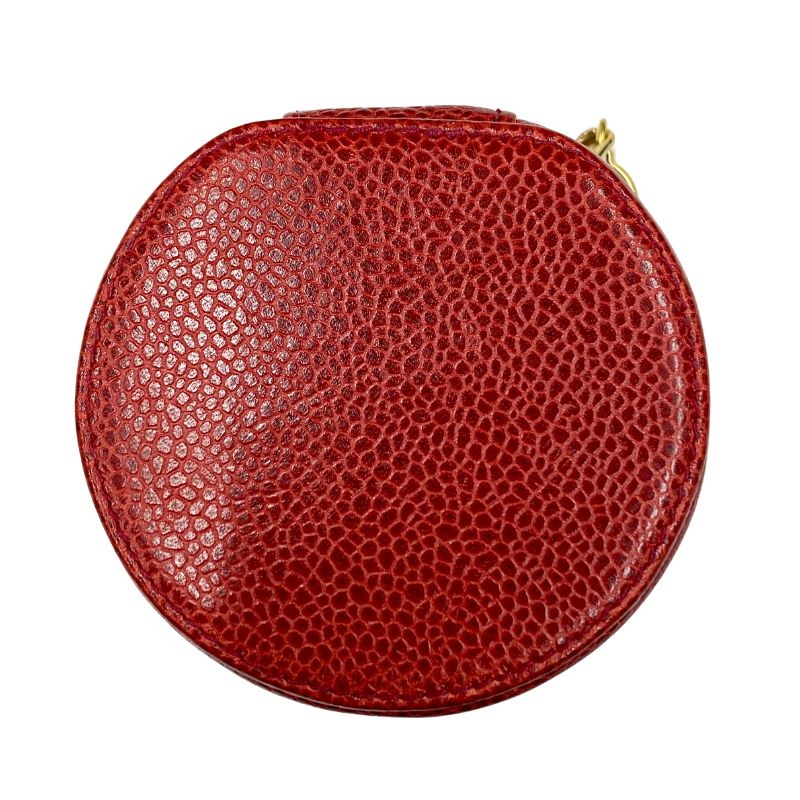 CHANEL ロゴ入り赤ポーチ 約20cm シャネル CHANEL キャビアスキン ココマーク 小物入れ ポーチ