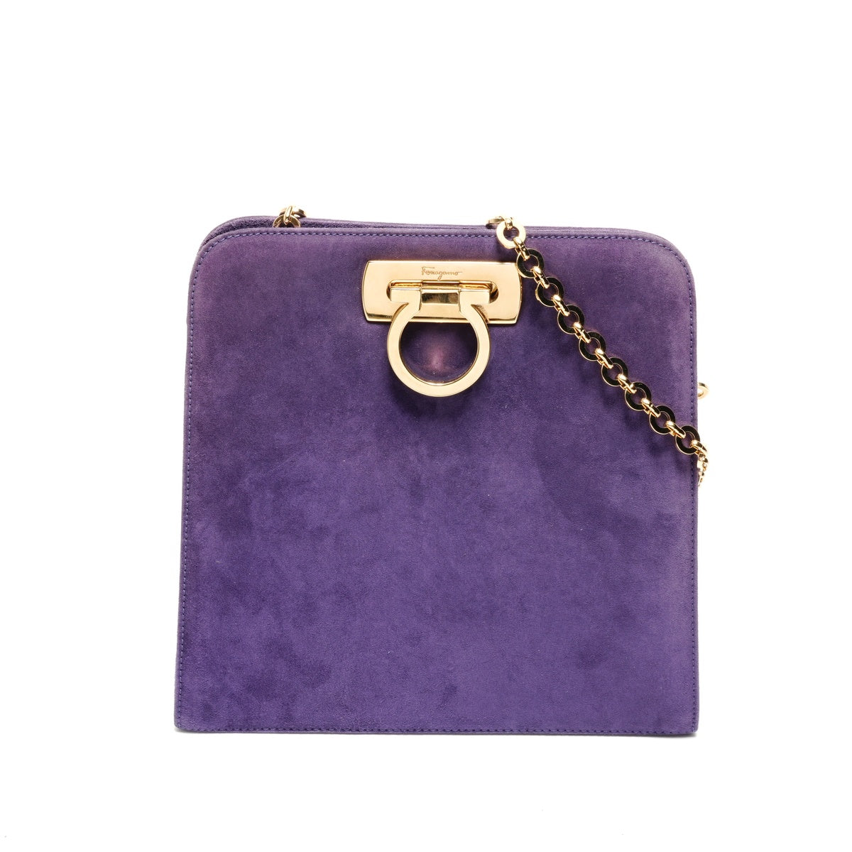 Salvatore Ferragamo Gancini Suede Shoulder Bag purple WS26254