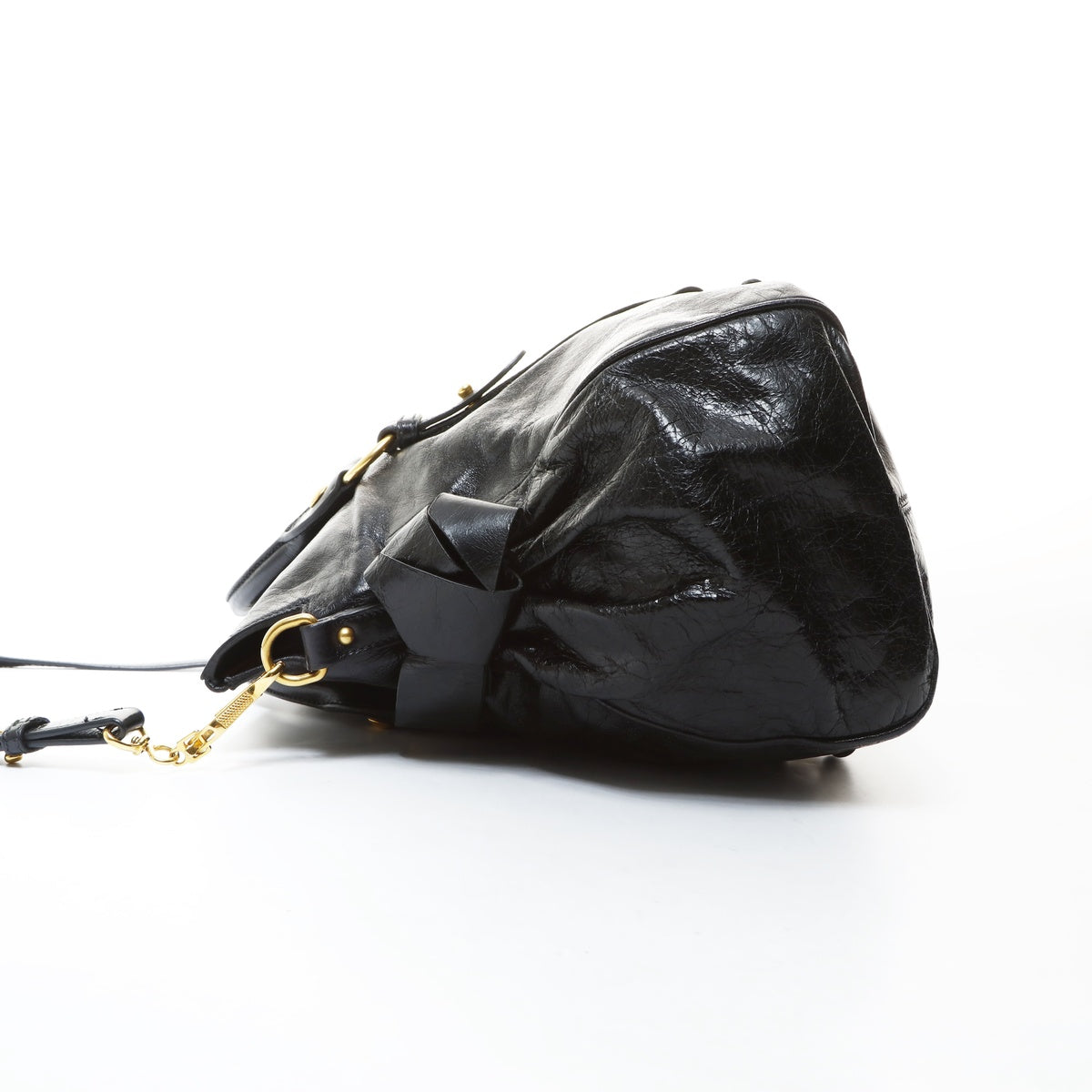 Miu Miu Vitello Shine Ribbon 2way Handbag black WS26588 – NUIR VINTAGE