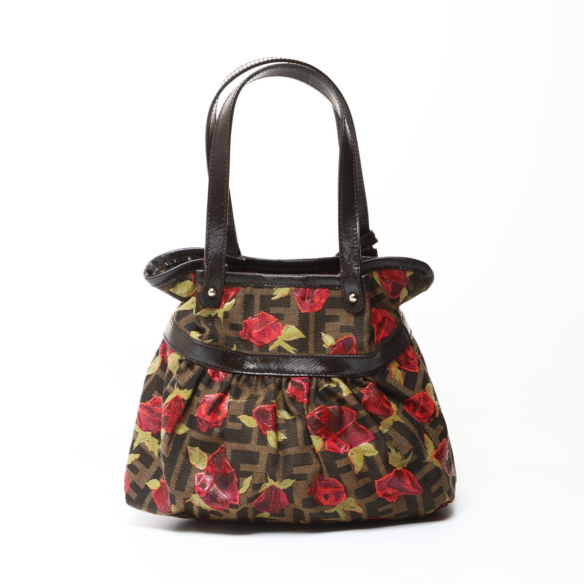 FENDI Zucca Canvas Rose Pattern Handbag Brown WS26608 – NUIR VINTAGE