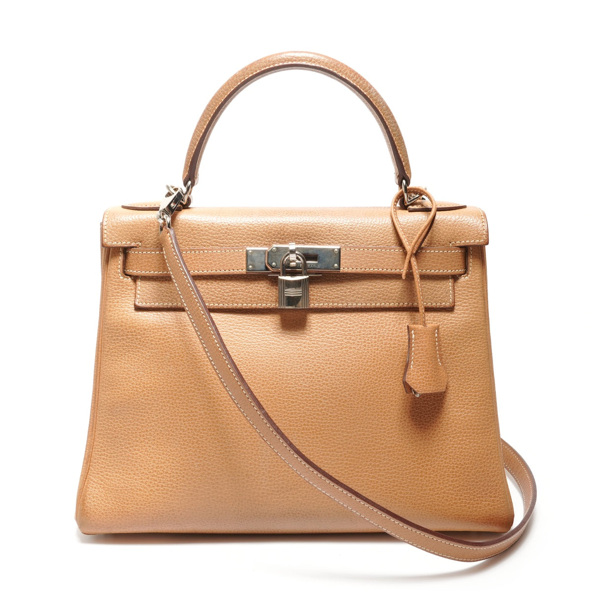 HERMES Kelly 28 Leather 2006   j Stamp Shoulder Bag beige WS26901