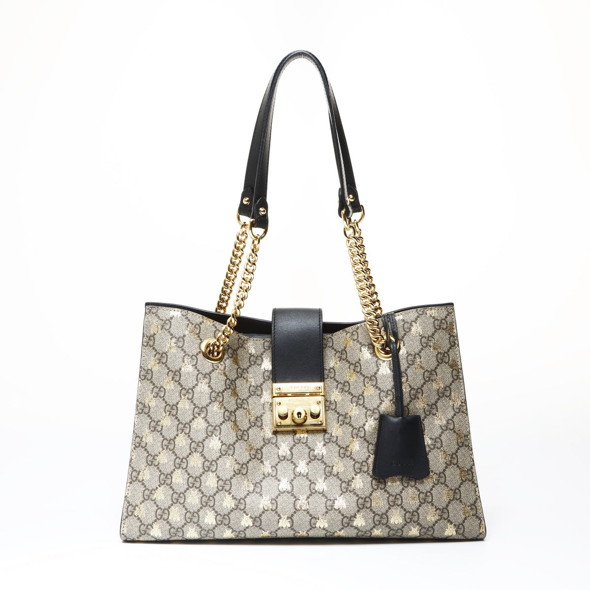 GUCCI Gucci GG Supreme Bee Padlock Tote Bag Shoulder Bag Brown