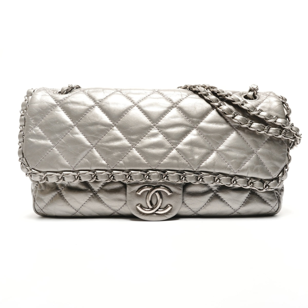 CHANEL No. 14 2010-2011 Luxury Line Gunmetallic Shoulder Bag
