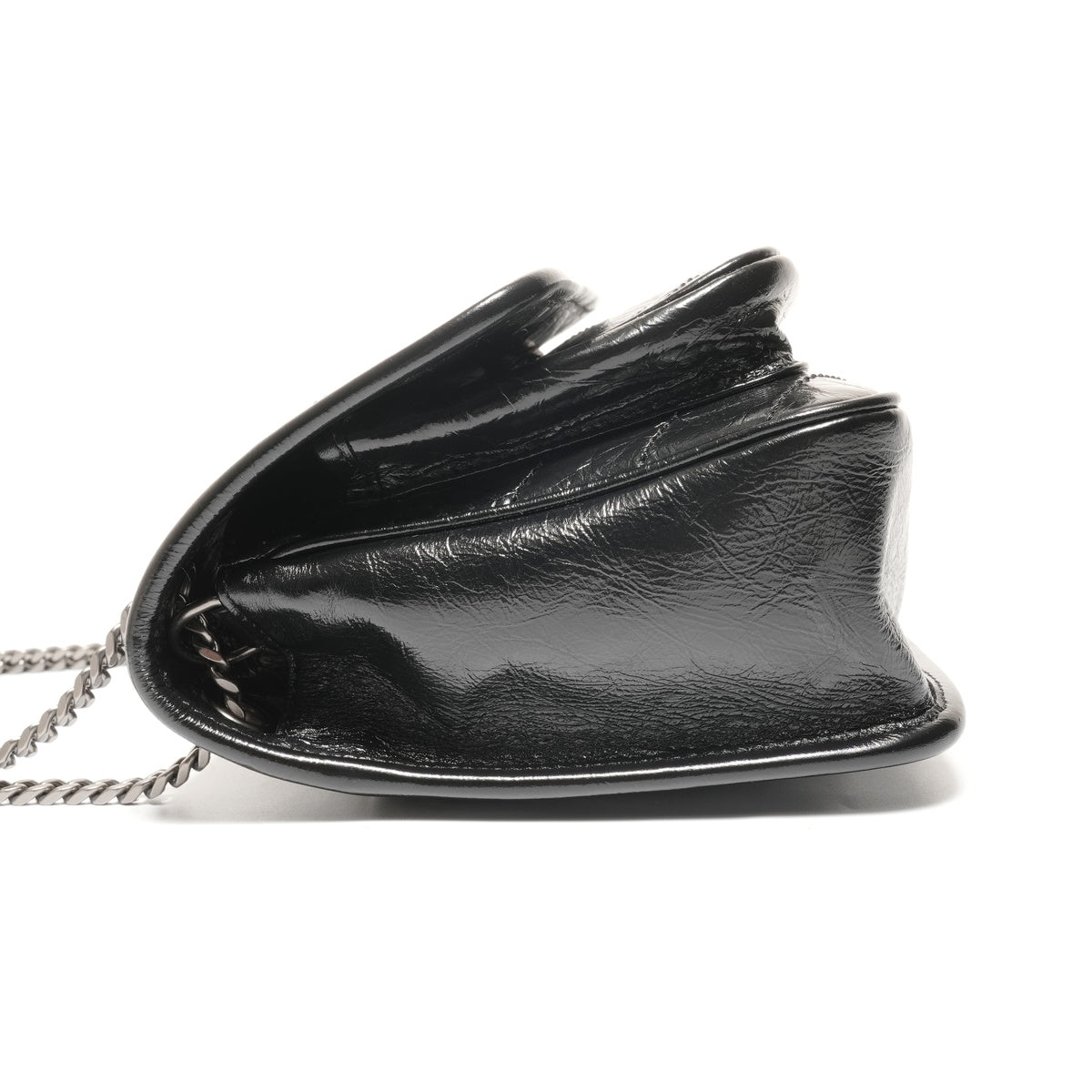 YVES SAINT LAURENT Niki Baby Chain Silver Metal Shoulder Bag black