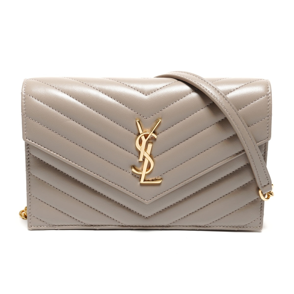 YVES SAINT LAURENT ショルダー YVES SAINT LAURENT Cassandra Leather V-Stitch Chain Wallet