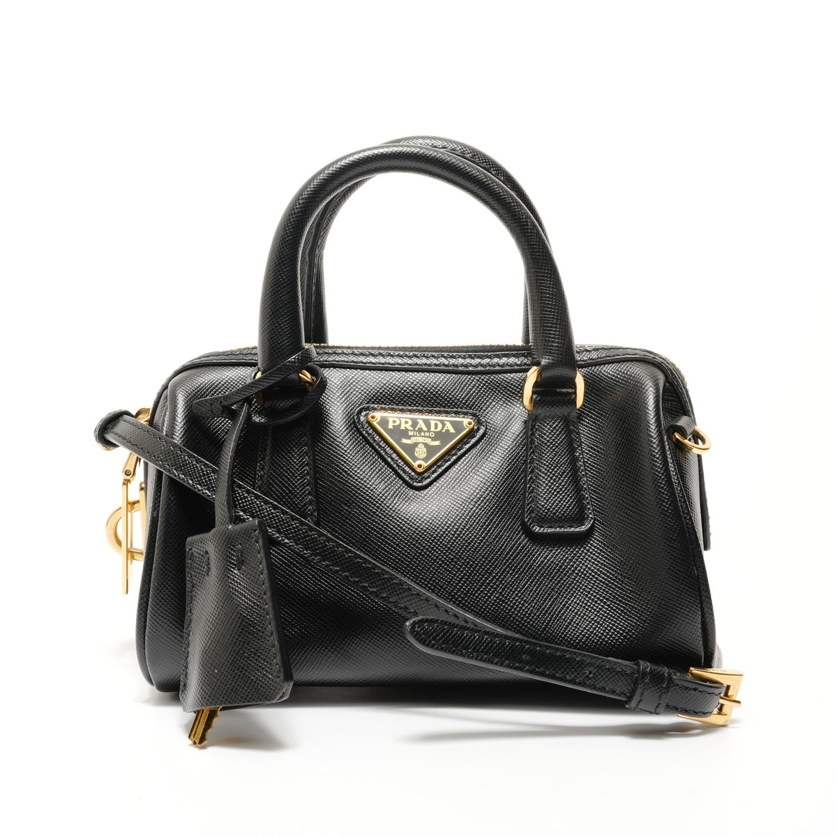 PRADA Saffiano Mini 2WAY Gold Metal Handbag black WS28067 – NUIR PRADA Saffiano Mini 2WAY Gold Metal Handbag black WS28067 – NUIR