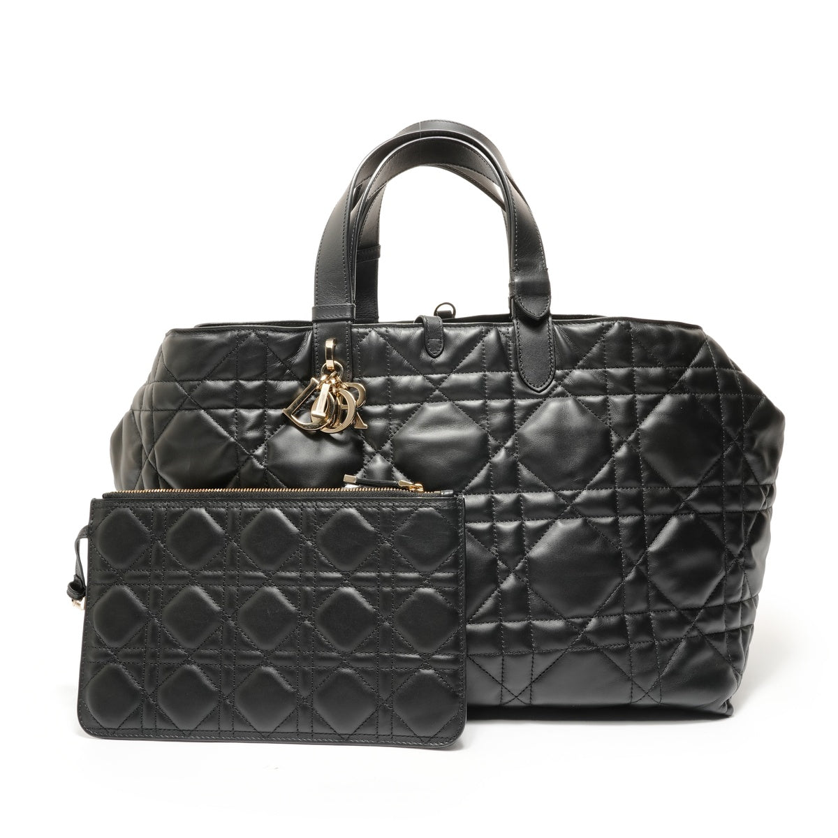 mspc lether bag dior エディ期 archive Christian Dior Cannage Leather Tote Bag Tote Bag black WS28528