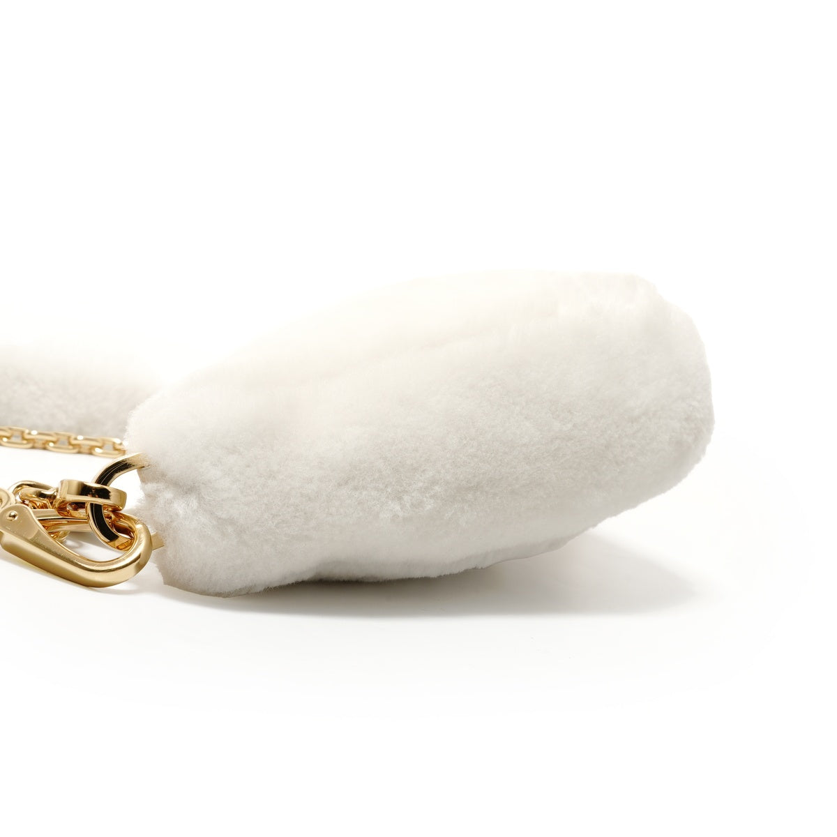 PRADA Triangle logo wool shearling 3-way Shoulder Bag white