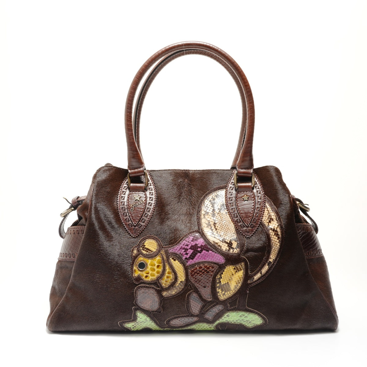 FENDI Etnico Calfskin Python Tote Bag Brown WS29052 – NUIR VINTAGE