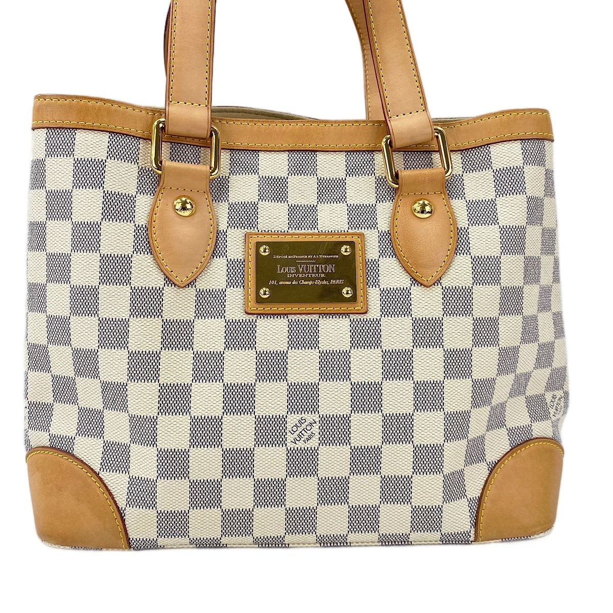LOUIS VUITTON Damier Azur Hampstead PM Tote Bag white WS30052
