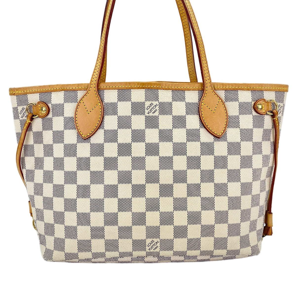 LOUIS VUITTON Damier Azur Neverfull PM Tote Bag white WS30420