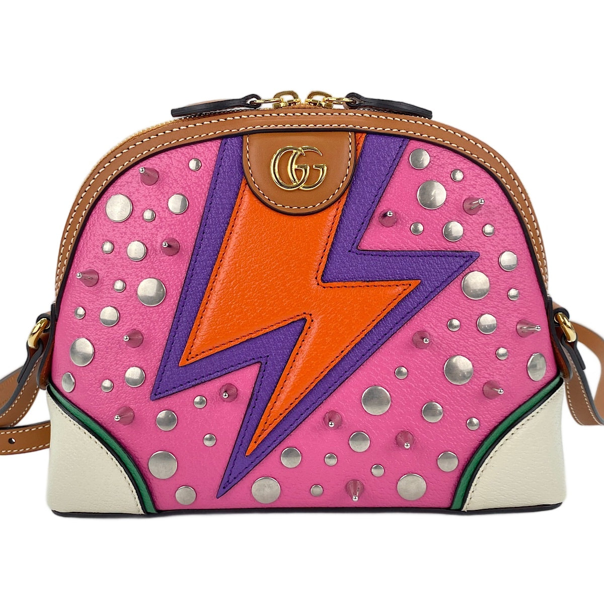 GUCCI Leather Eclair d'Amour Studs Shoulder Bag multicolor WS30831