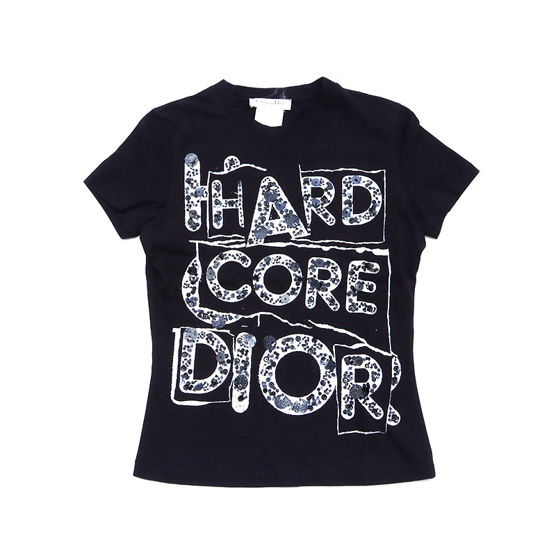 Christian Dior Size 38 Graphic Hardcore Logo Black Short Sleeve T