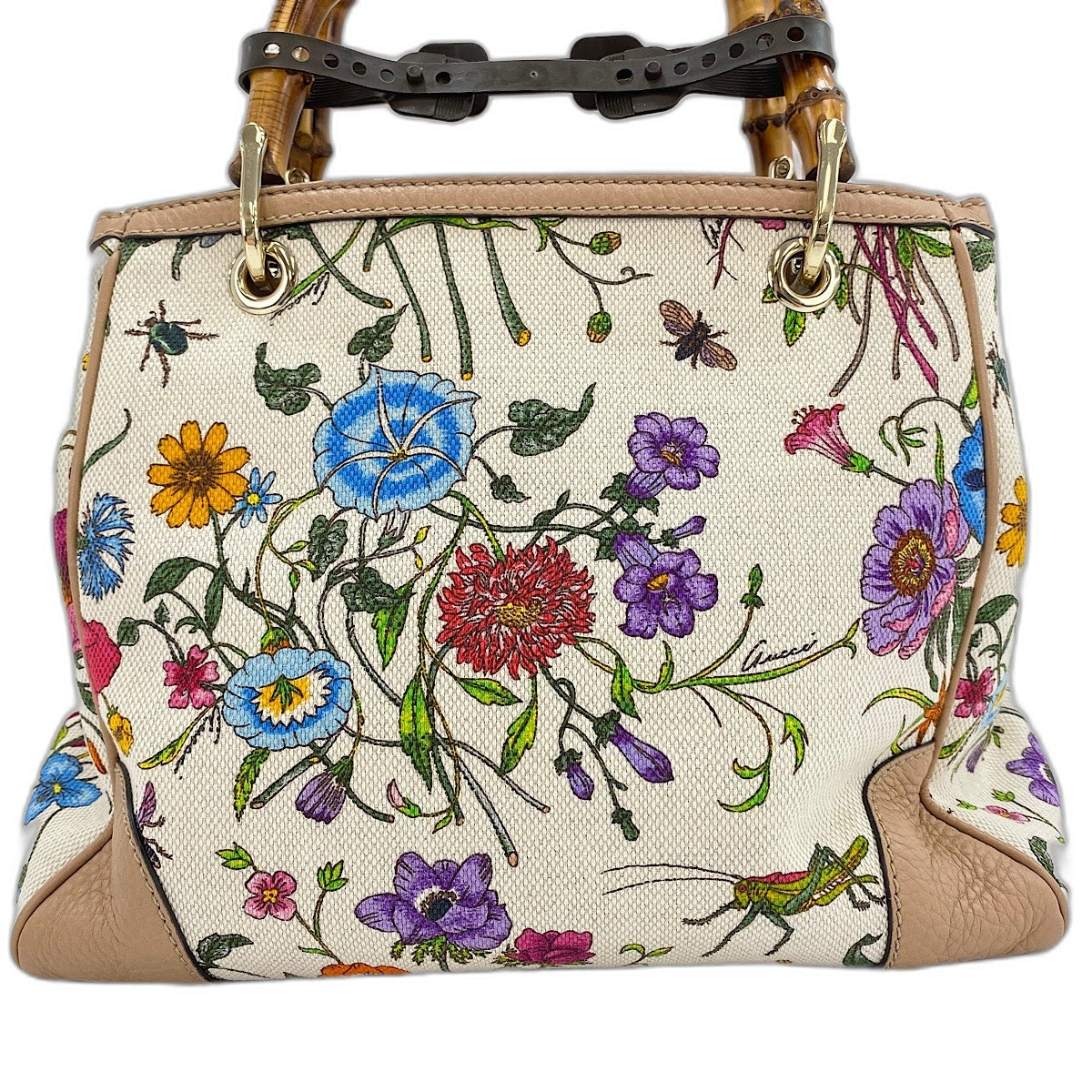 GUCCI Canvas Bamboo Floral 2-Way Handbag canvas multicolor WS32639
