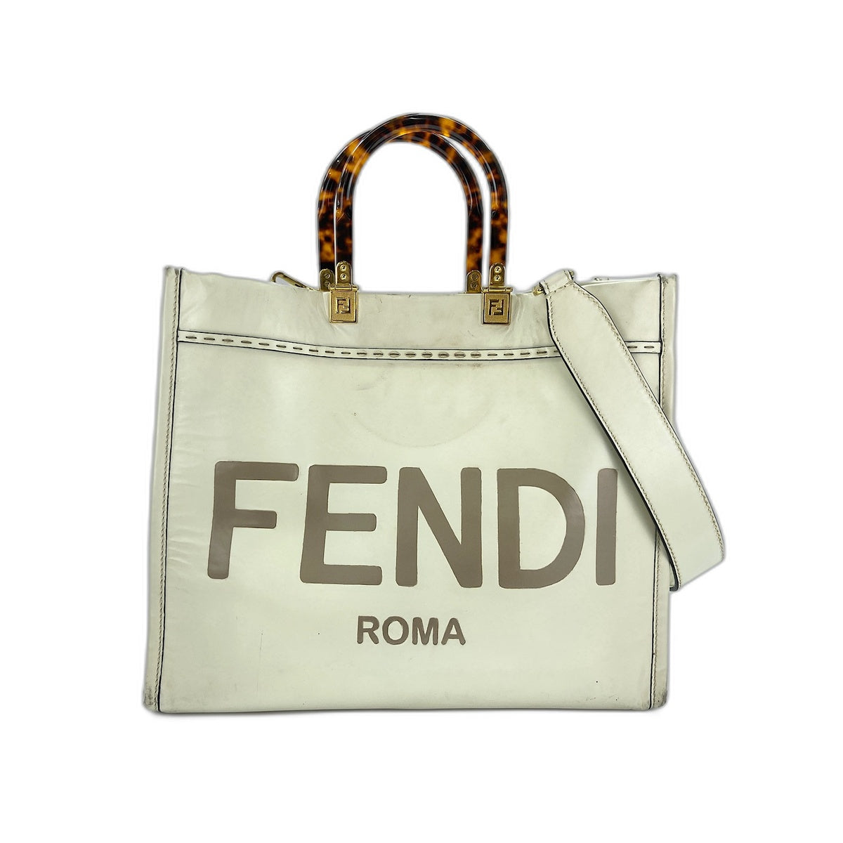 FENDI Sunshine shopper Handbag leather white WS33407 – NUIR VINTAGE