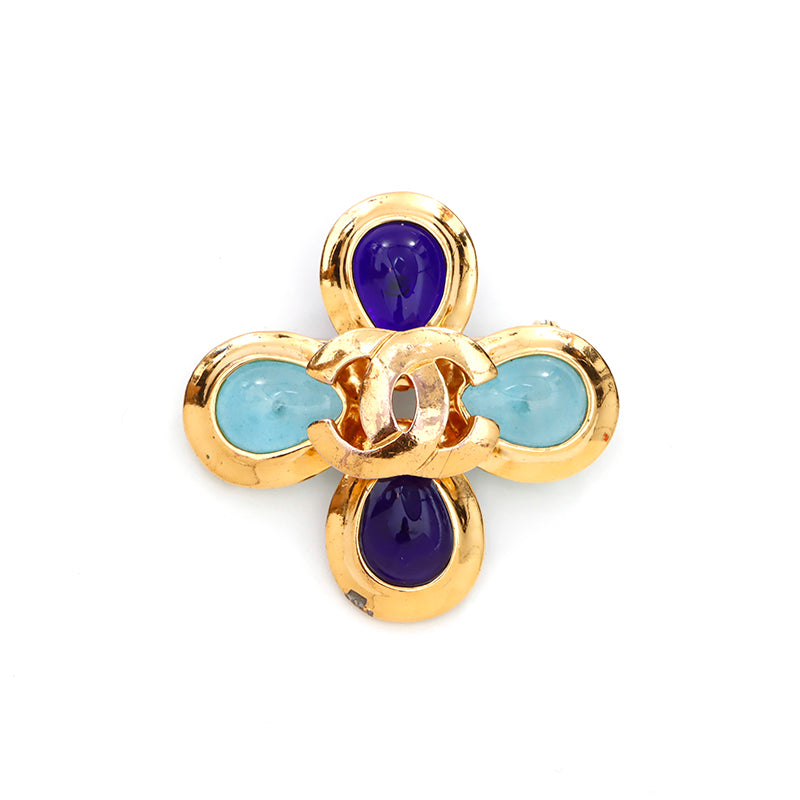 シャネル CHANEL ココマーク クローバー グリポア ブローチ マルチ