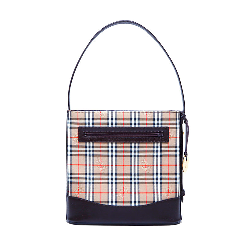 バーバリー BURBERRY ノバチェック ハンドバッグ キャンバス ブラウン