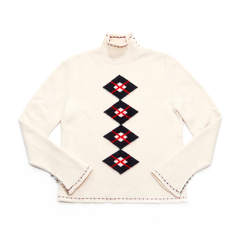 CHANEL - シャネル 02A セーター ニット バックボタン ココマーク 42 アイボリー CHANEL - シャネル 02A セーター ニット バックボタン ココ