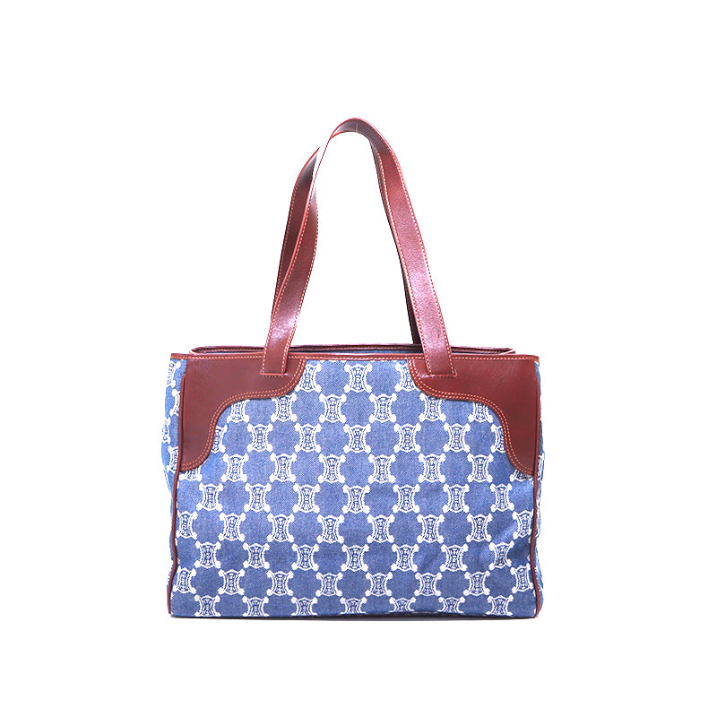 セリーヌ CELINE デニム マカダム トートバッグ コットン ブルー