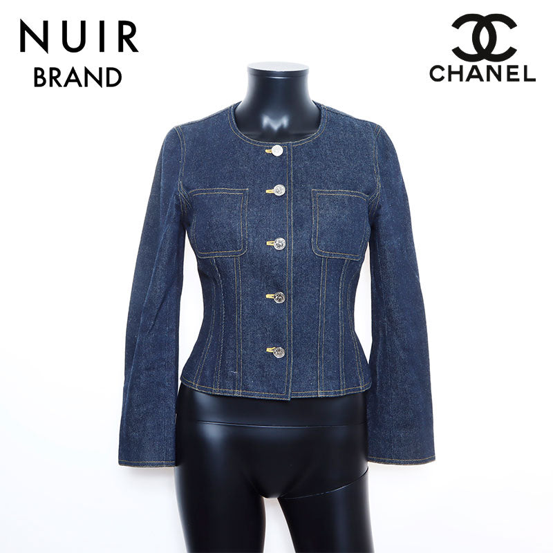 シャネル CHANEL ココマーク デニムジャケット VINTAGE 中古 定番 デニム ネイビー WS4838 – NUIR VINTAGE