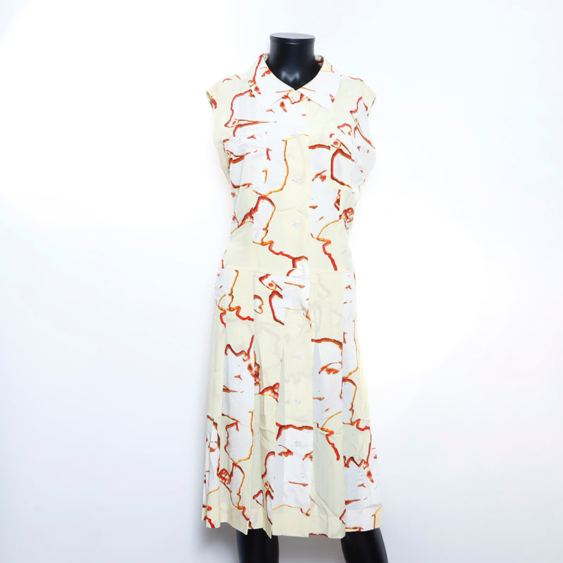 CHANEL シャネル　ワンピース　ノースリーブ　デニム　イエロー　Lサイズ シャネル CHANEL 総柄 ノースリーブ ワンピース VINTAGE 中古 定番