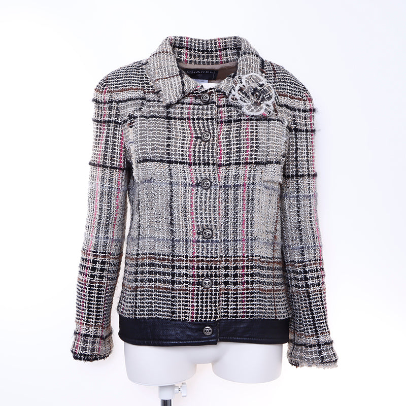 シャネル CHANEL ココボタン ツイード カメリア コサージュ 付き05A