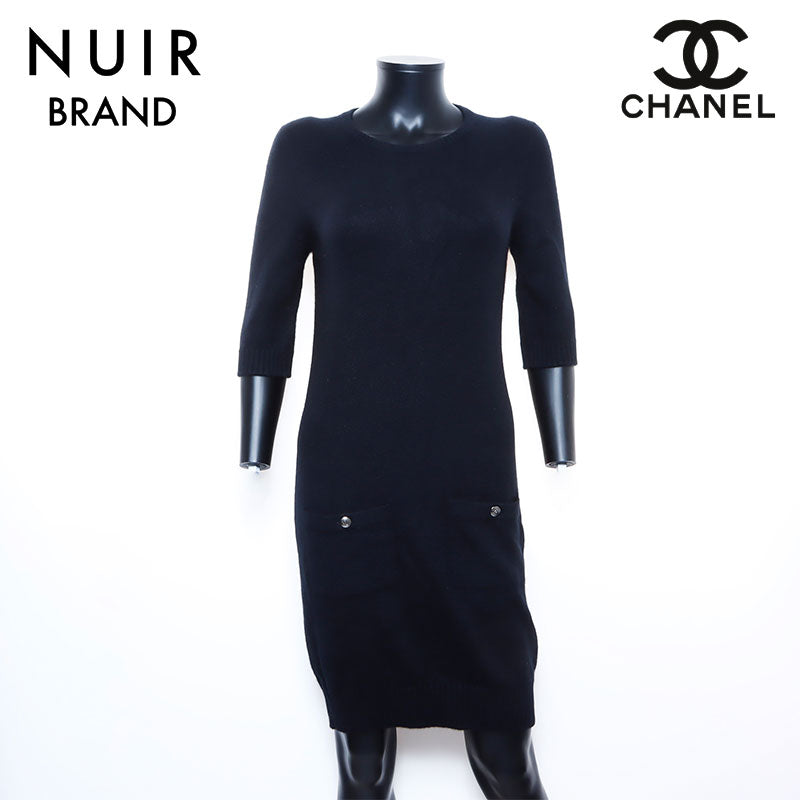 シャネル CHANEL ココボタン ニット ワンピース ブラック WS5029