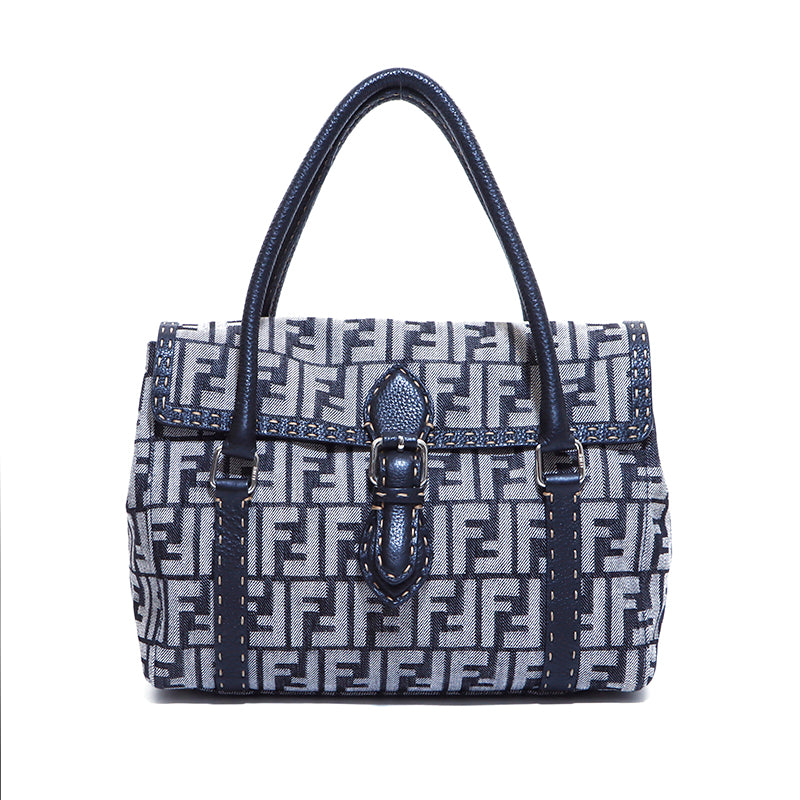 フェンディ FENDI セレリア ズッカ キャンバス ハンドバッグ グレー