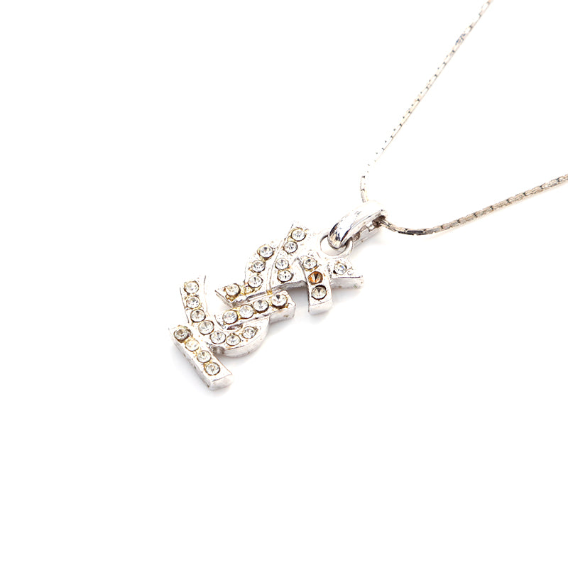 【美品】Yves Saint Laurent ツイスト　ラインストーンネックレス 新作割☆YVES SAINT LAURENT ゴールド ストーン ネックレス ysl イヴ