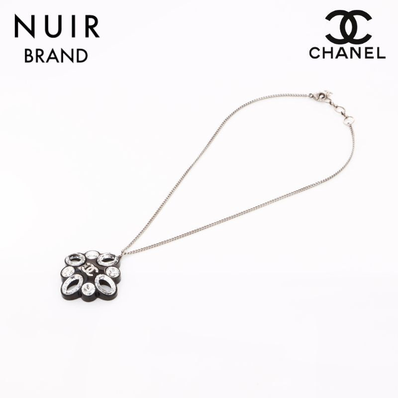 Chanel Plastic Rhinestone Necklace Black x Silver WS5593 – NUIR