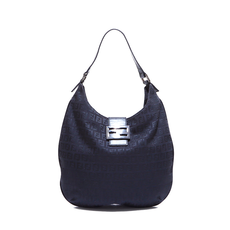 フェンディ FENDI ズッキーノ柄 ハンドバッグ キャンバス ブラック