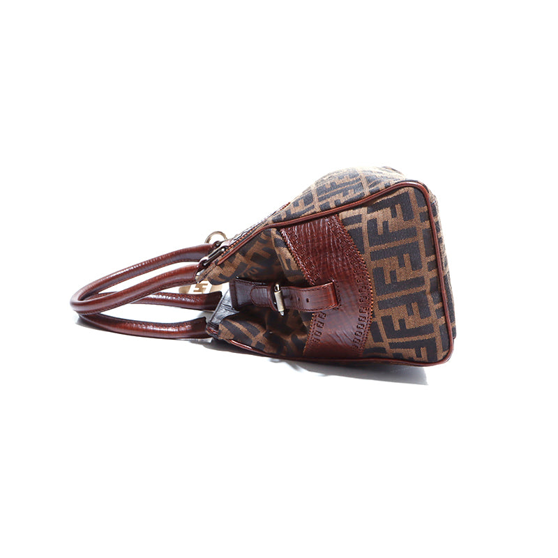 フェンディ FENDI ズッカ柄 ハンドバッグ キャンバス ブラウン