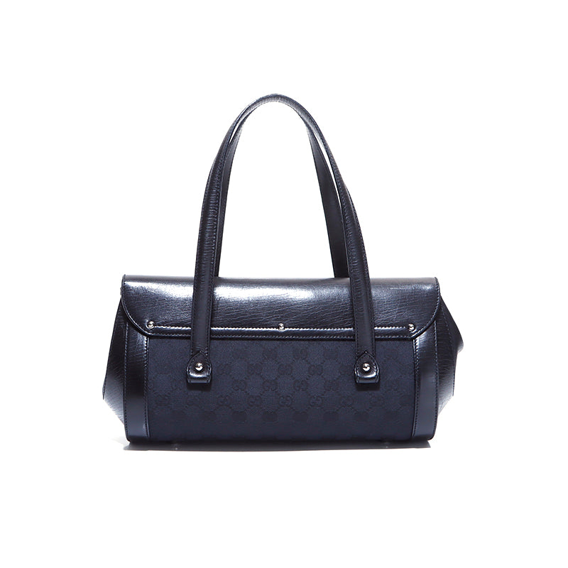 美品GUCCI グッチバンブー GG キャンバス柄ブラックレザーショルダーバッグ グッチ GUCCI GG キャンバス バンブー ショルダーバッグ ブラック