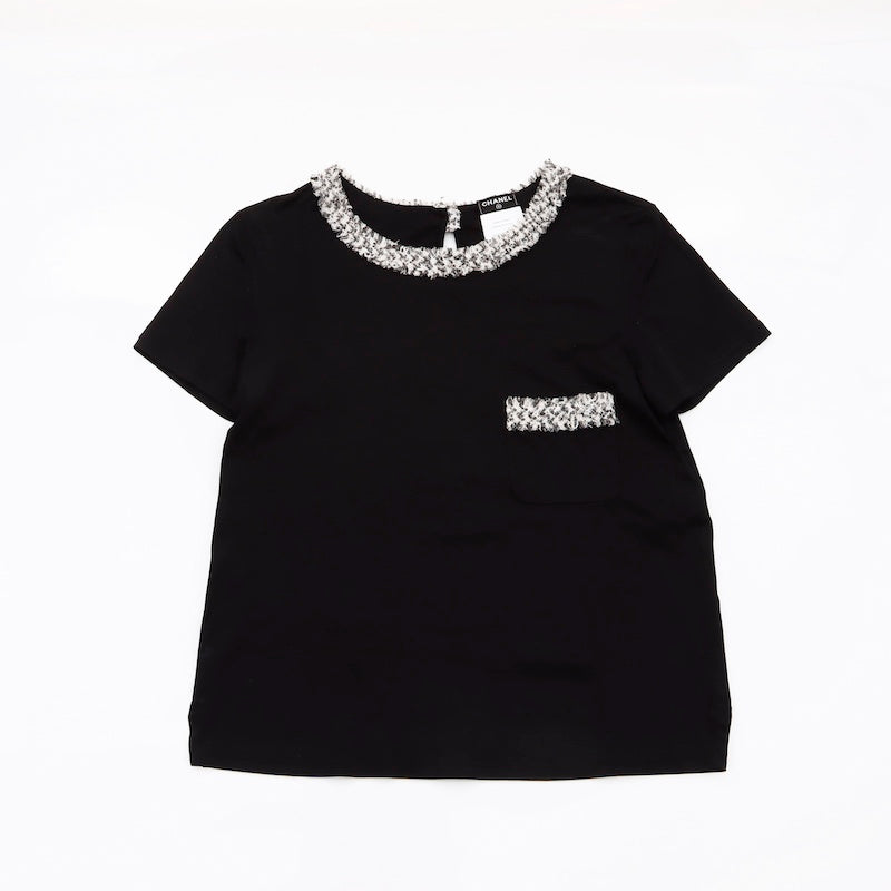 シャネル CHANEL Size 36 ツイード Tシャツ 半袖Ｔシャツ ネイビー ...