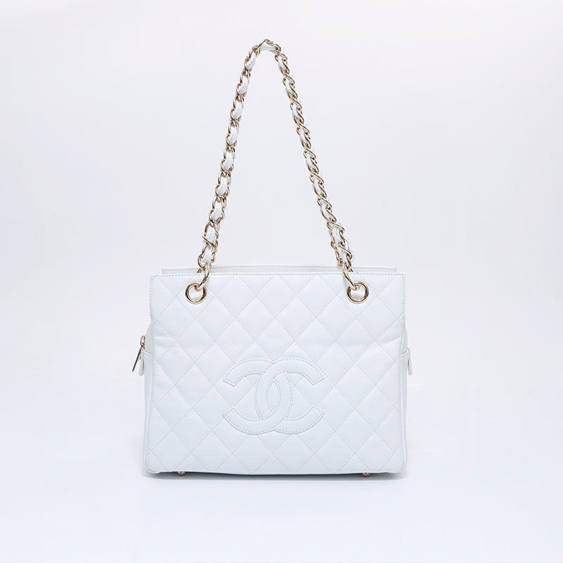 シャネル CHANEL 2007年 キャビアスキン PTT トートバッグ ホワイト