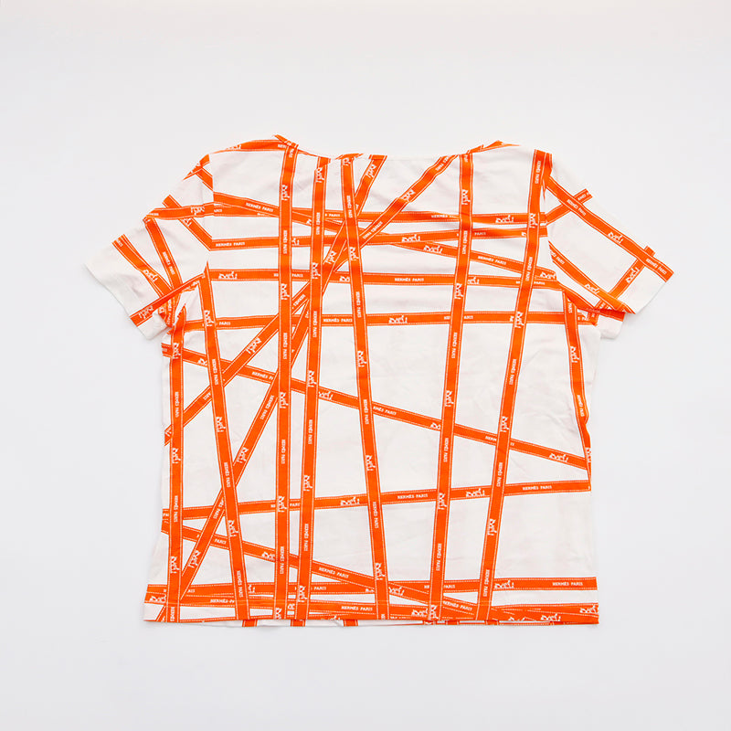 Hermes HERMES logo short sleeve T-shirt white x orange WS6005