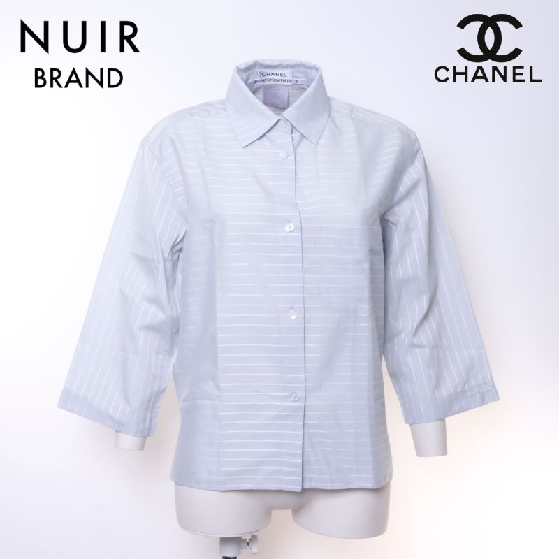 シャネル CHANEL size38 2000年 ボーダー 半袖Tシャツ ブルー WS6043
