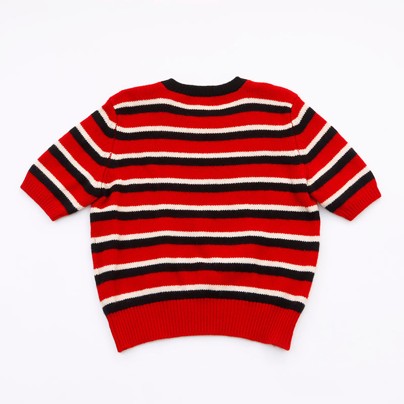 シャネル CHANEL ボーダー 半袖 ニット カシミヤ レッド WS6071 – NUIR