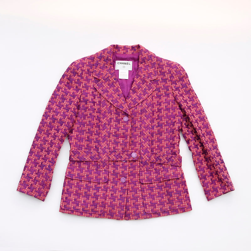 シャネル ウール ジャケット パープル #42 95A ココボタン ヴィンテージ WS6083-2_08d54876-c8a2-49ad-