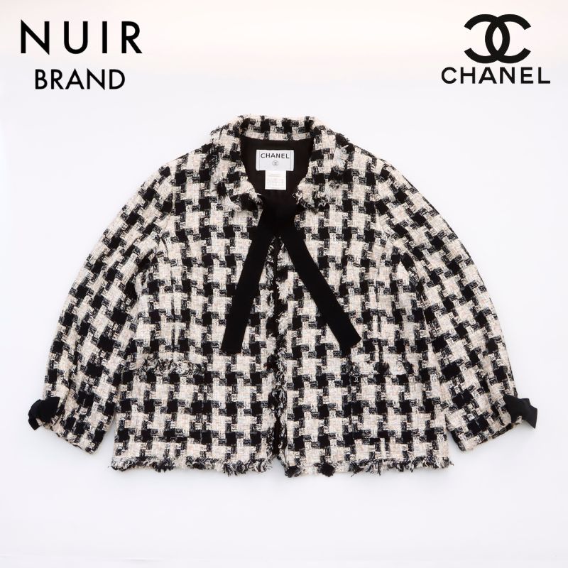 CHANEL ツイードストール ブラック・ホワイト 25012918.jpg