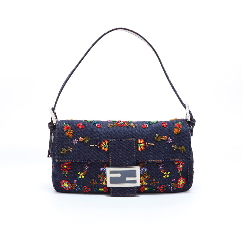 Fendi デニム ハンドバッグ フェンディ FENDI デニム ビーズ ハンドバッグ ネイビー WS6158 – NUIR