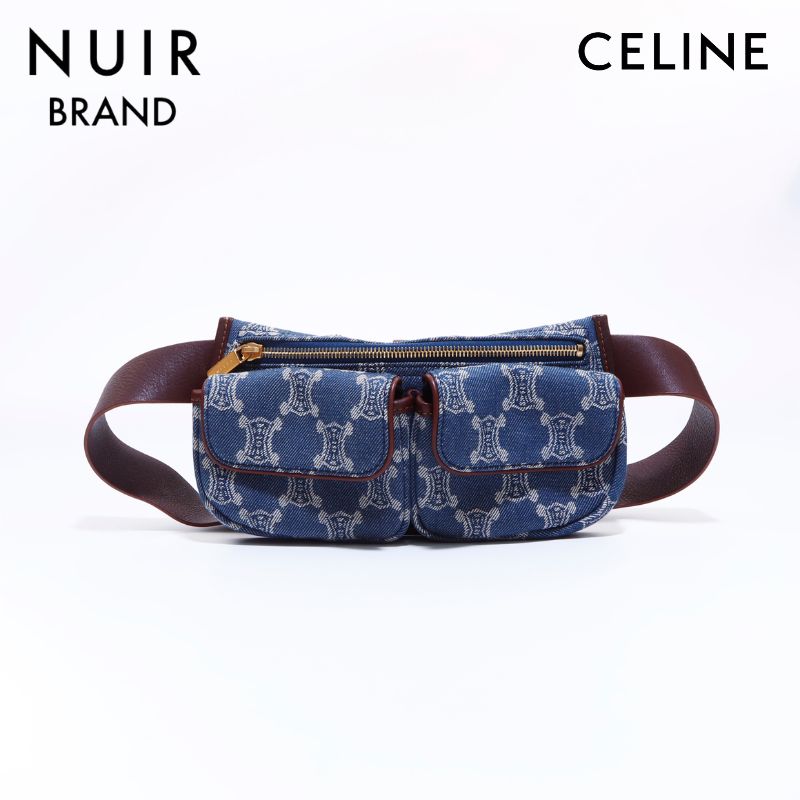 セリーヌ CELINE デニム マカダム ウエストバッグ ネイビー