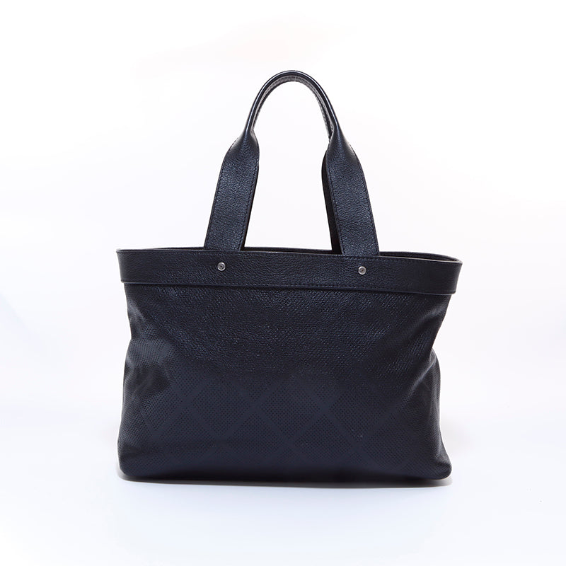 シャネル CHANEL 11番台 デカココ パンチング トートバッグ ブラック