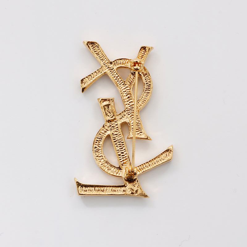 【Yves Saint Laurent】ゴールドロゴ刺繍　デザイン　ニット Yves Saint Laurent YVES SAINT LAURENT YSL logo rhinestone