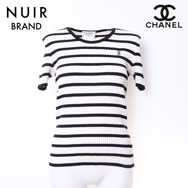 シャネル CHANEL ボーダー ココマーク ニット コットン ベージュ