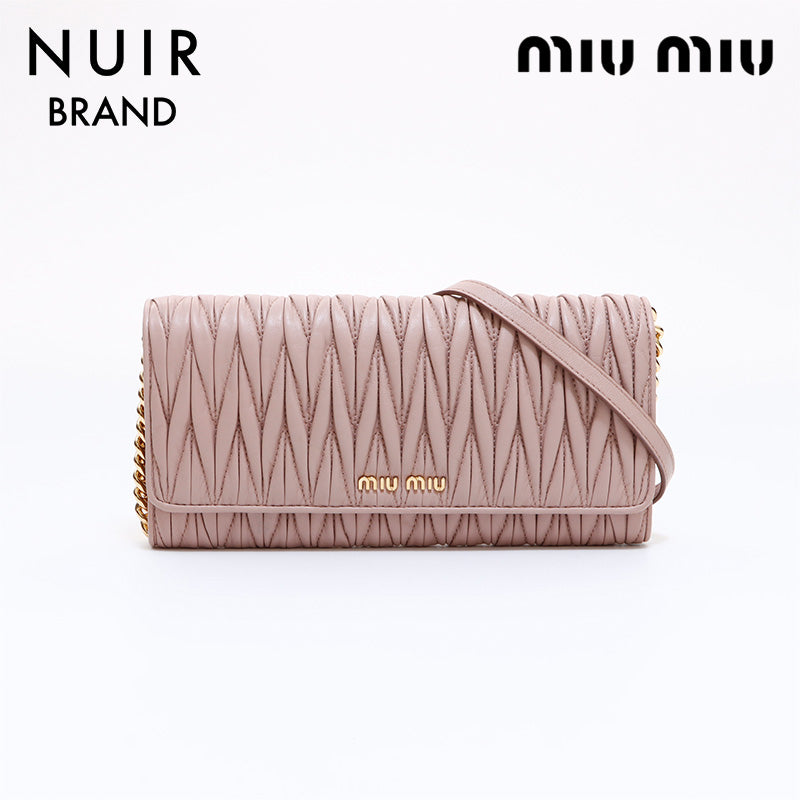 ミュウ ミュウ Miu Miu チェーン 財布 ショルダーバッグ ピンク WS6319 